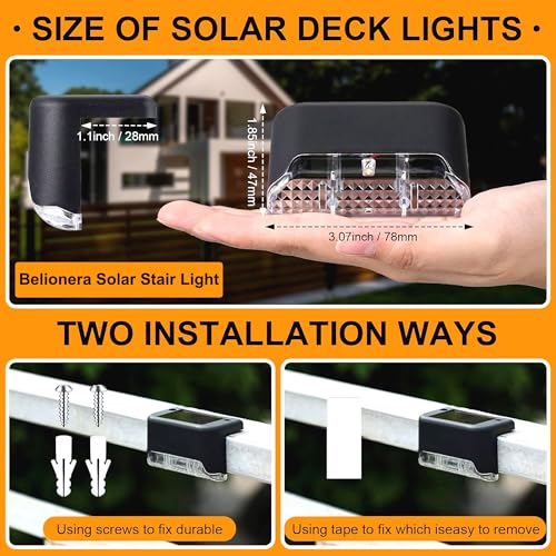 Image of Solar Light Outdoor Garden Home Waterproof Stair Deck Pool Patio Fence Gate Yard Floor Step Railing Window Balcony Sunlight Pathway (12, Medium)