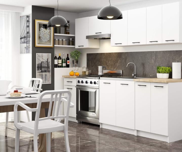 BDW - Küchenschrank - Schrank Küche mit Türen, Waschbeckenschrank - Schrank 80 cm breit, 82 cm hoch - Küchenschränke Einzeln, Küchenmöbel Einzelteile (Weiss)