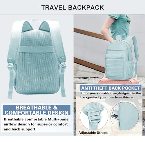 Image of KEOFID Travel Backpack for Women, Womens Work Backpacks, Anti-theft Backpack Purse, Back pack for College Girls, Carry-On Travel Backpacks,Bookbag(Light Green)
