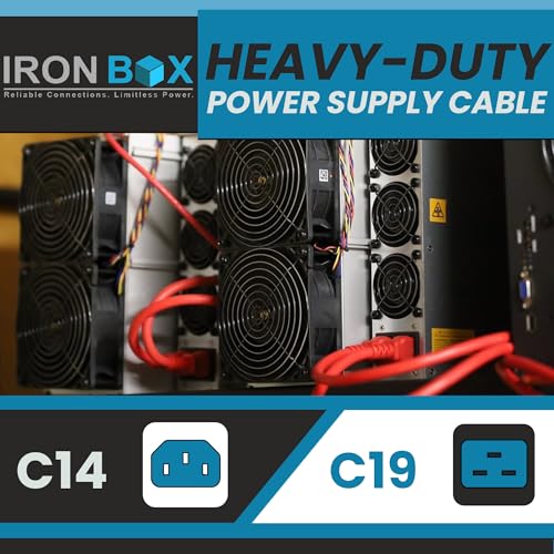 Image of IronBox Electric - Heavy-Duty C14 to C19 Power Cord, 15A, 250V, 14 /3 SJT - IEC60320 PC Cable for Computer Extensions, Monitor, PSU - C14 Male to C19 Female Connector Power Cable - (Orange 10 Foot)