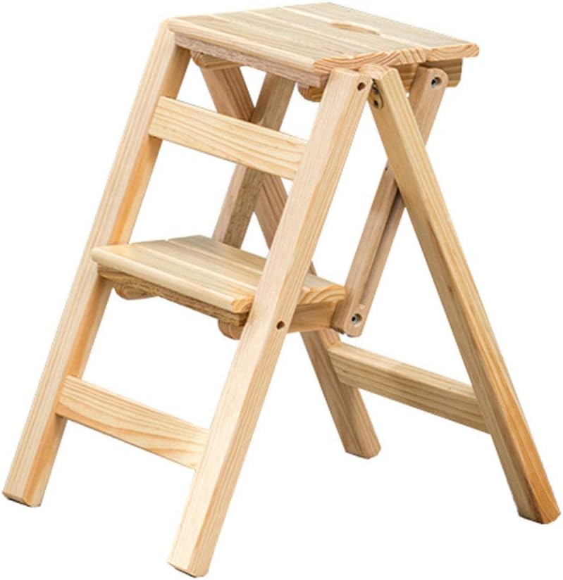 Kitchen Step Stools Step Stools Folding Step Stool for Adult, 2 Stepladders for 386lbs, Wooden Black Step Stools for Home/Office, Wide Pedal