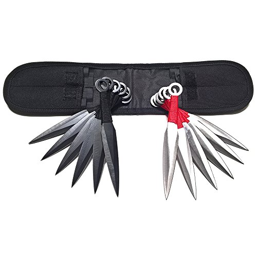 Avias Knife Supply 6.5 Inch 12 Piece Tactical Metal Throwing Knife Set Ninja Kunai The Expendables 6 piece Black & 6 Piece Silver