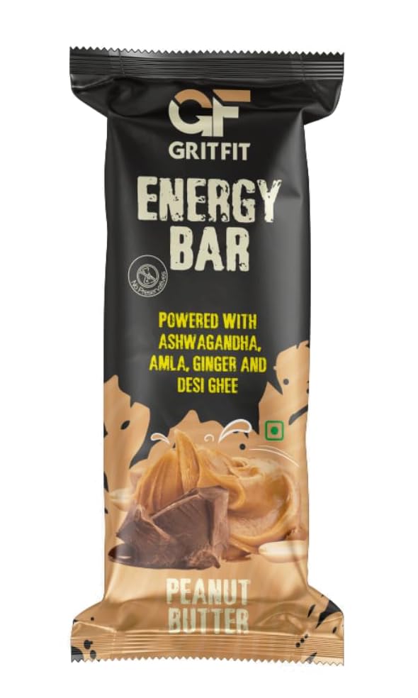 GRITFIT Superfood 40 grams Energy Bar Peanut Butter [Pack of 1], 3.66g Protein & 2.41g Fiber Per Bar, Nutrient-Rich Snack, No Preservatives, Cholesterol or Trans Fats, 100% Veg for Energy & Immunity (B0CQNXTS78) Amazon Price History, Amazon Price Tracker