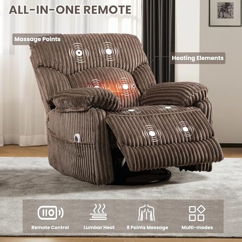 Sillón reclinable eléctrico marrón con masaje miniatura 5