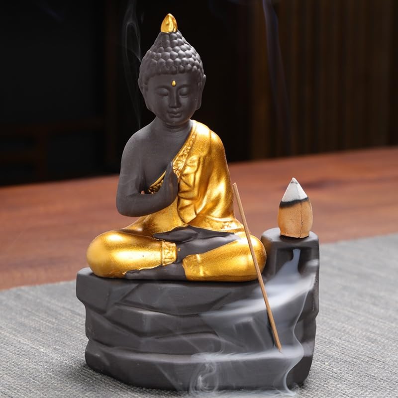 Fioletowy piasek Budda kadzidło kadzidło uchwyt kadzidła, ozdoby, budda przepływowy kadzidełko kreatywny przepływowy palnik kadzideł(C)