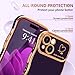 LCHULLE for iPhone 15 Case for Women Girls, Cute Wave Frame Curly Shape with Love Heart Pattern Raised Camera Protection Cover Luxury Plating Shockproof Phone Case for iPhone 15, Dark Purple