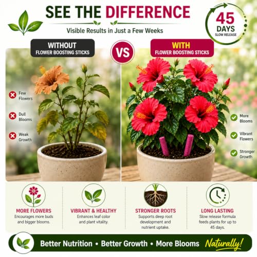 Image of Indian Gardens - Flower Boosting Sticks (Pack of 40) for Flowering Plants | Slow Release Fertilizer Sticks | Promotes Vibrant Flowers | Easy to Use Plant Food | Suitable for All Flowering Plants