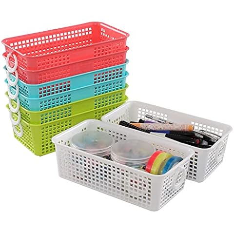 Gloreen Desktop Handy Storage Baskets, Mini Colored Plastic Organizer Baskets, 8 Packs Cover