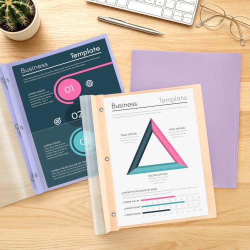 Image of HAUTOCO 5 Pack Report Covers with 3 Prongs, Heavy Duty Clear Front Plastic Presentation Folders, Letter Size 8.5x11 Document Covers for School Office Business, Assorted 5 Colors