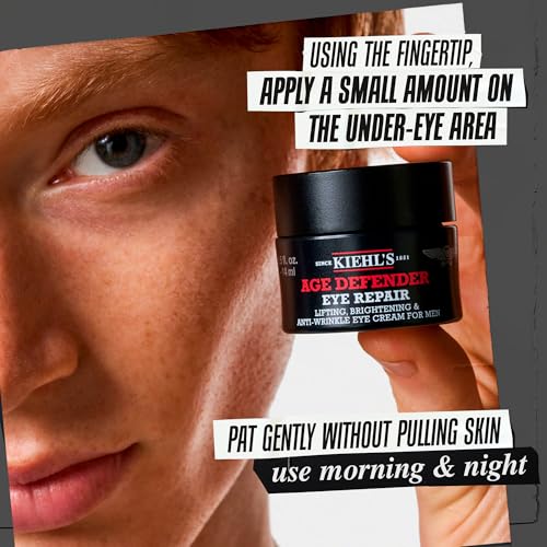 Image of Kiehl's Age Defender Eye Repair, Men's Anti-Aging Eye Cream, Reduces Dark Circles, Wrinkles and Puffiness while Firming Skin, Minimizes Crow's Feet and Under-Eye Wrinkles, Fragrance and Paraben Free