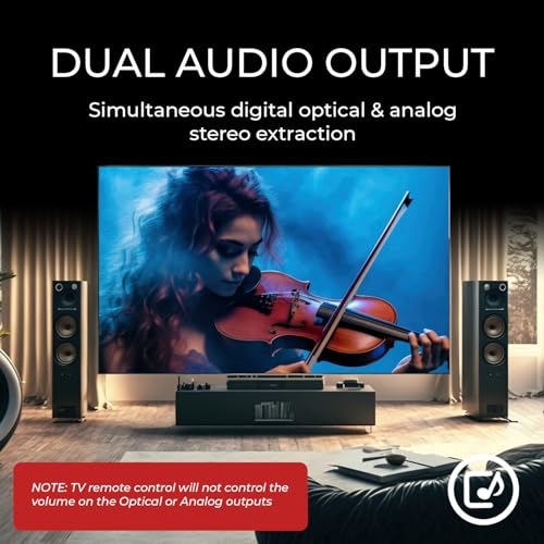 Image of OREI 4K@60Hz HDMI Audio Extractor & Decoder with ARC, HDCP 2.2, HDR (Dolby Vision / HDR10+ / HLG), 18Gbps, Optical SPDIF & Analog L /R Audio Out, Downmix, CEC Pass-Through (HDA-915)