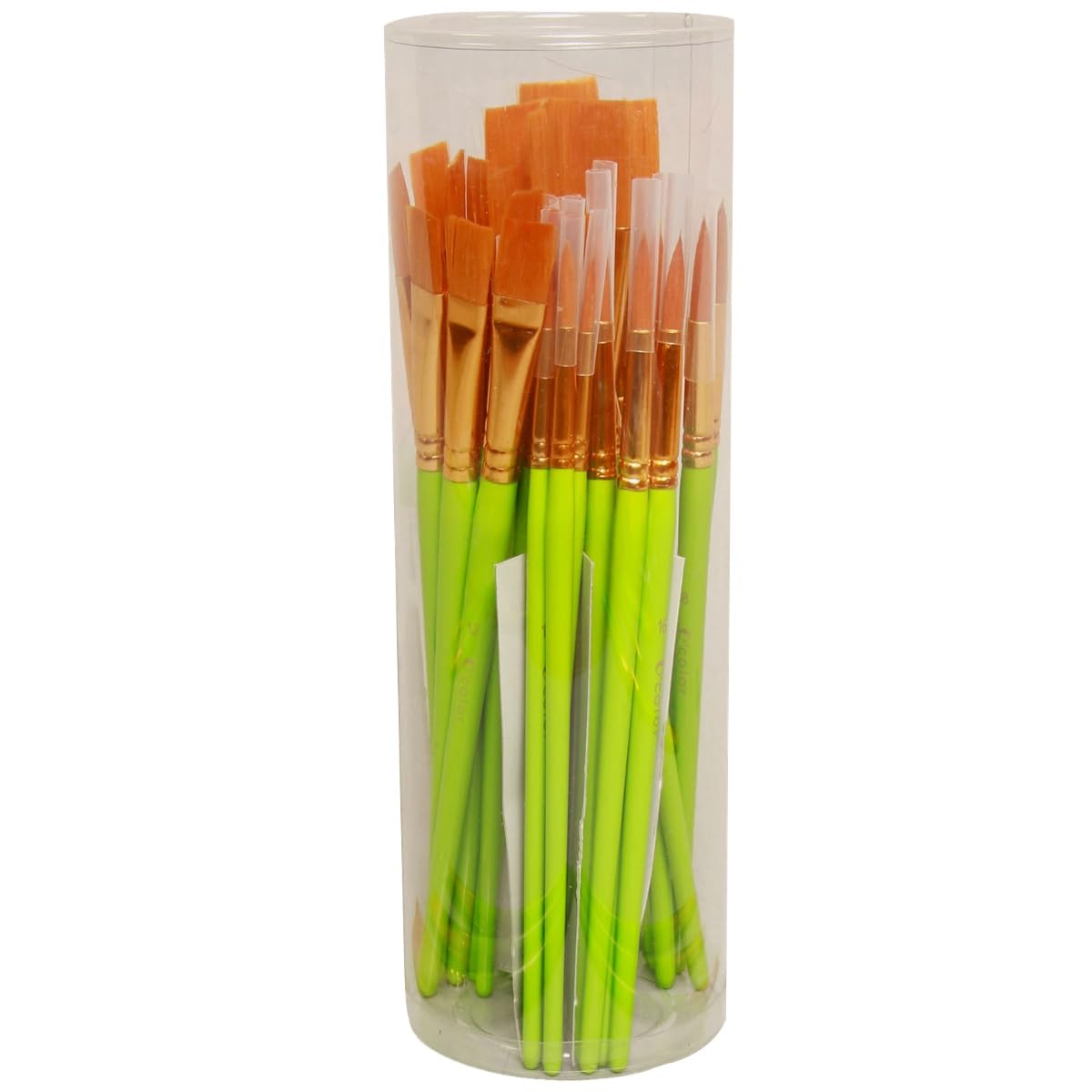 Set de pinceaux poils en nylon, 36 pinceaux brosses en fibres synthétiques, ronds & plats