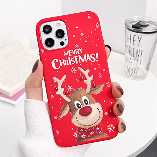 Yoedge Navidad Funda para Apple iPhone 15 Pro MAX 6,7", Carcasa Rojo Silicona con Dibujos Animados Diseño, Suave Ultrafina TPU Bumper Protector Case Fundas para Movil iPhone 15 Pro MAX, Ciervo 10