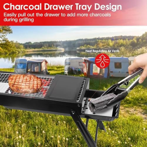 Parrilla de carbón portátil compacta con estructura ligera para uso exterior 6