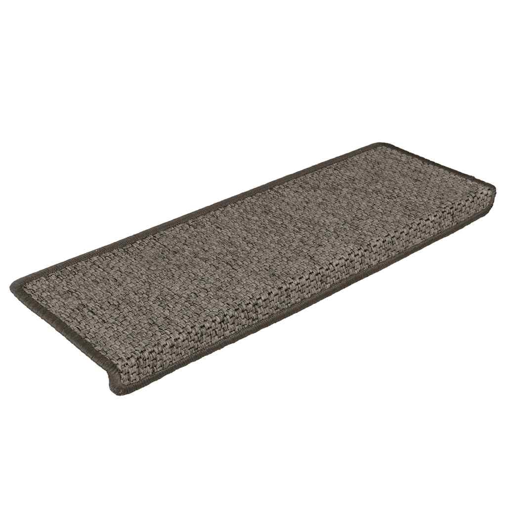 15 Selbstklebende Stufenmatten Set 65x21x4 cm Sisal-Optik Grau & Beige rutschhemmend waschbar als Teppich für Treppenstufen im Flur Wohnzimmer und Schlafzimmer