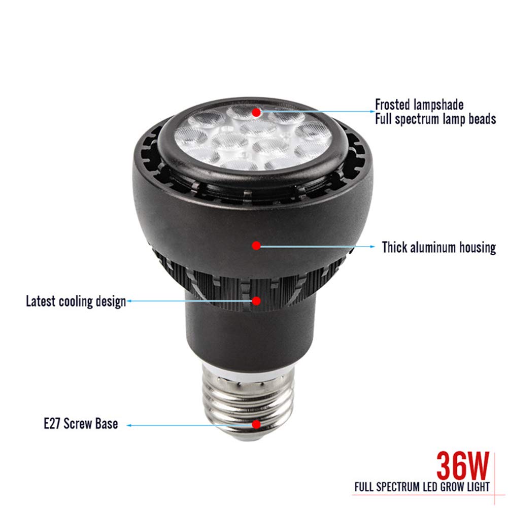 36W LED crece la Bombilla, Luz del crecimiento vegetal Phytolamp E27 espectro completo de semillas para interior Hydro flor Veg Invernadero de la lámpara de la planta,4pcs