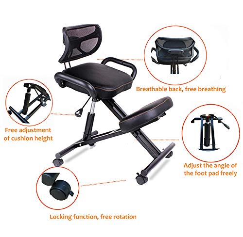 Chaise ergonomique rotative avec assise réglable et soutien dorsal actif