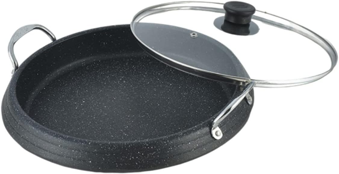 Healifty Medical Non Stick Roasting Pan for Induction Cookers Round Korean Bbq Grill Plate Lightweight Baking Tray for Fish and Meat Grilling Suitable for Family Gatherings and Outdoor Use