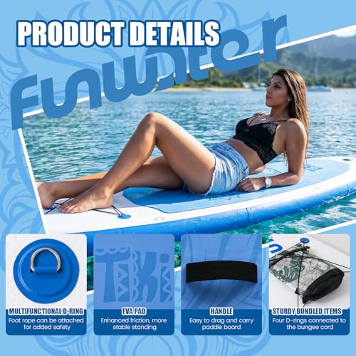 Image of FunWater Inflatable Ultra-Light Stand Up Paddle Board for All Skill Levels with Premium SUP Paddleboard Accessories,Non-Slip Comfort Deck for Youth & Adults