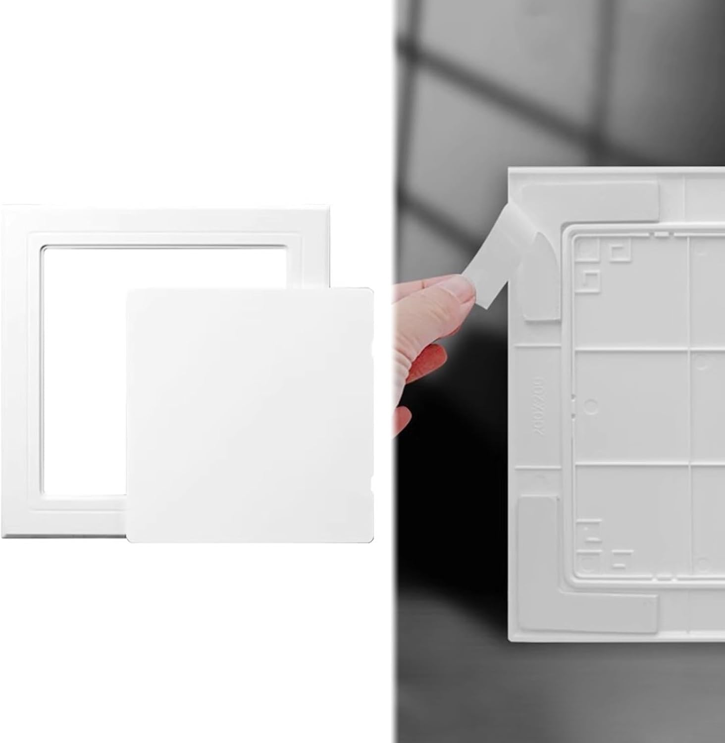 Kanduo White Plumbing Access Door Self Adhesive Access Panel Cover，Small Inspection Door For Plumbing/Hvac Duct/Wiring，Snap In Access Hatch Board(,100X100mm (4X4in))