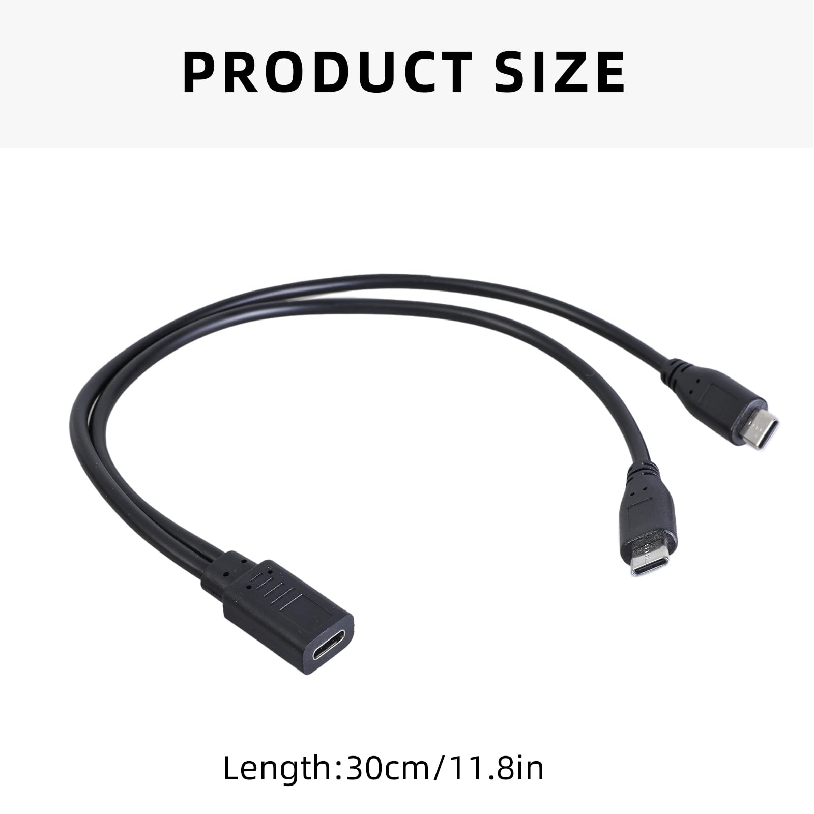 Cavo USB-C Y Splitter Femmina A Doppio Maschio, 30 Cm, Per Ricarica 5V3A Di Due Dispositivi