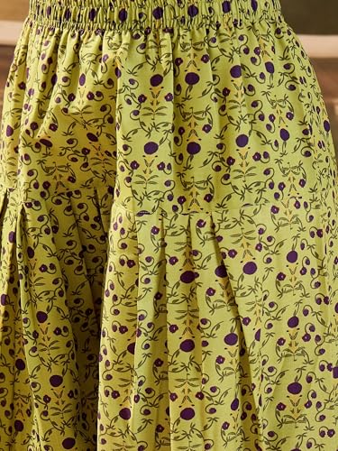 Image of EthnicJunction Women's Linen Floral Print Summer Wear Straight Short Kurti With farshi Salwar Set | Kurta Pant Set | Office wear Kurta Set | farsi salwar suit | raksha bandhan gift dress for women