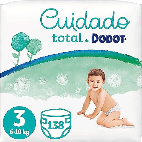Dodot Pañales Bebé Cuidado Total Talla 3 (6-10 kg), 138 Pañales, Suave Protección de la Piel de Dodot con Ingredientes de Origen Vegetal