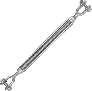 Indusco 93900296 Hot Dipped Drop Forged Galvanized Steel Jaw and Jaw Turnbuckle, 3500 lbs Working Load Limit, 5/8" Threaded Diameter x 12" Take Up, 21-1/2" Length