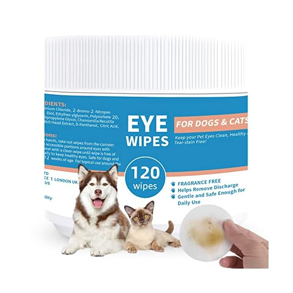 Dog Eye Wipes Tear Stain Remover – 120 Count Cat Dog Wipes for Eyes Cleaner – Pet Wipes for Eye Cleaning, Remove Dirt, Discharge and Crust (3.15 in) Dog Eye Wipes Tear Stain Remover – 120 Count Cat Dog Wipes for Eyes Cleaner – Pet Wipes for Eye Cleaning, Remove Dirt, Discharge and Crust (3.15 in)