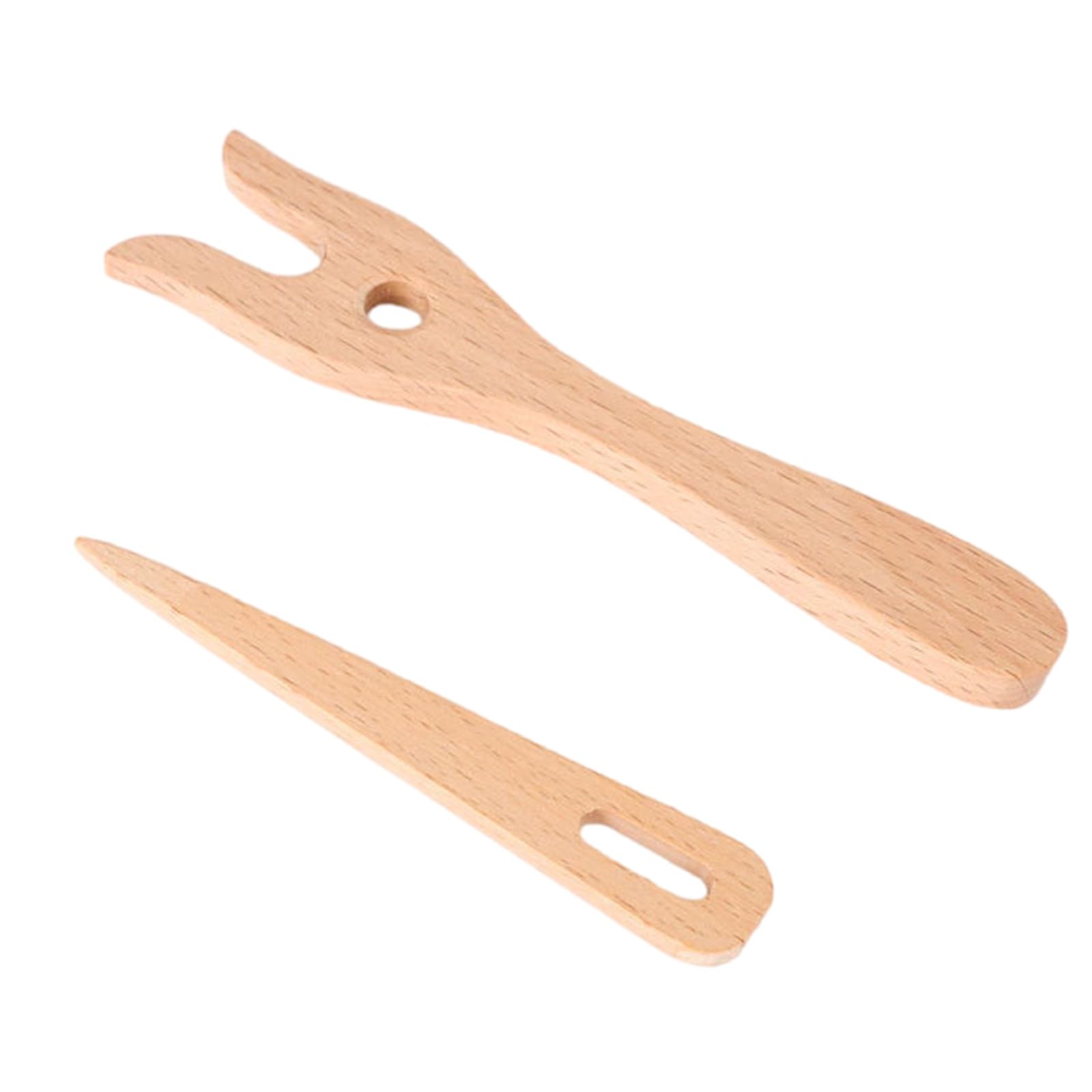 Uqezagpa Wood Knitting Fork And Big Eye Needle Set Cord Making Fork Wood Weaving Tool For Tapestry Bracelets Necklace Braiding
