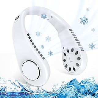 MOREASE Neck Fan, Portable Neck Fan Rechargeable Personal Fan, 3000mAh USB Wearable Hands Free Fan, 4+1 Speeds Cooling Fans, Leafless Hanging Bladeless Mini Neck Fan for Women Men Outdoor (W+)
