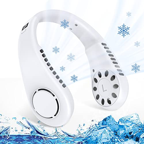 Uaste 3000mAh Neck Fan, Portable Mini Wireless Electric Fan with 5 Speed,360 Degree Airflow Air Conditioner Cooler,USB Rechargeable Silent Bladeless for Sports, Indoor and Outdoor (5 White) (MAC-528)