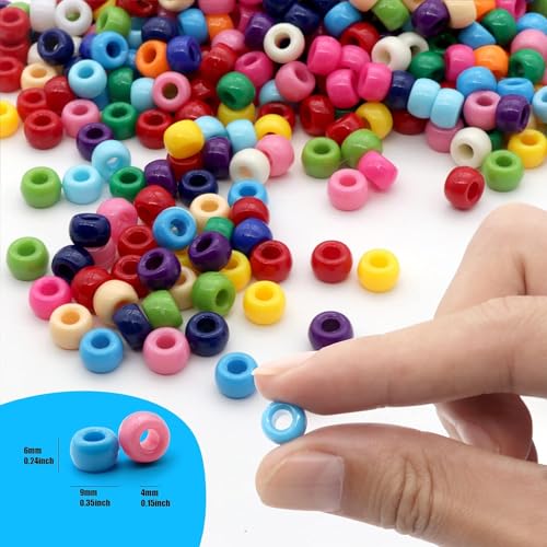 Image of 1000Pcs Pony Beads Bracelet 9mm Blue Glitter Plastic Barrel Pony Beads for Necklace,Hair Beads for Braids,Key Chain,Jewelry Making (Blue Glitter)