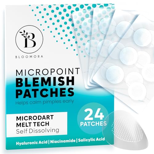 BLOOMORA Microdart Pimple Patch Spot Solution with Salicylic Acid & Hyaluronic Acid - Early Stage Solution (24 Count) - GEN2