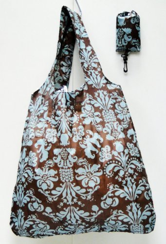 Trendy Shopping Tote Bag - Green Bouquet Pattern (S3)