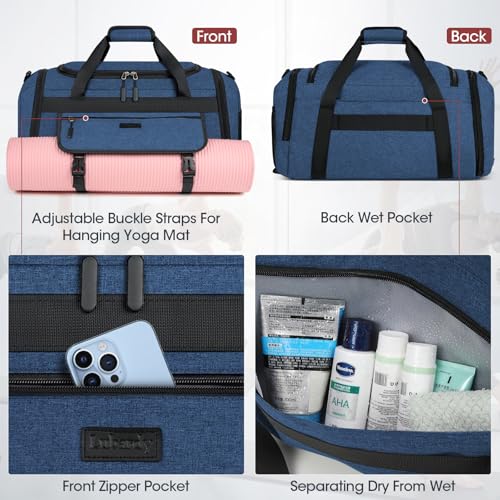 Image of IGOLUMON Gym Bag for Men 55L Sports Duffel Bags Gym Duffle Bag Women with Shoe Compartment & Wet Pocket Water Resistant Travel Duffel Bag Lightweight Weekender Overnight Bag Blue