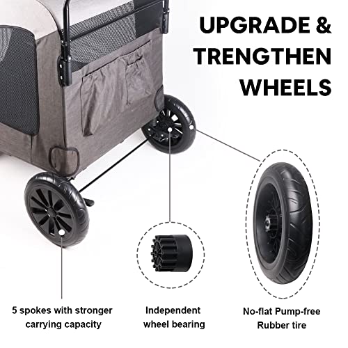 Petbobi Dog Stroller for Large Dogs, Breathable Large Space, Waterproof Oxford Cloth & Storage Bag, Detachable Folding⦠- Image 3