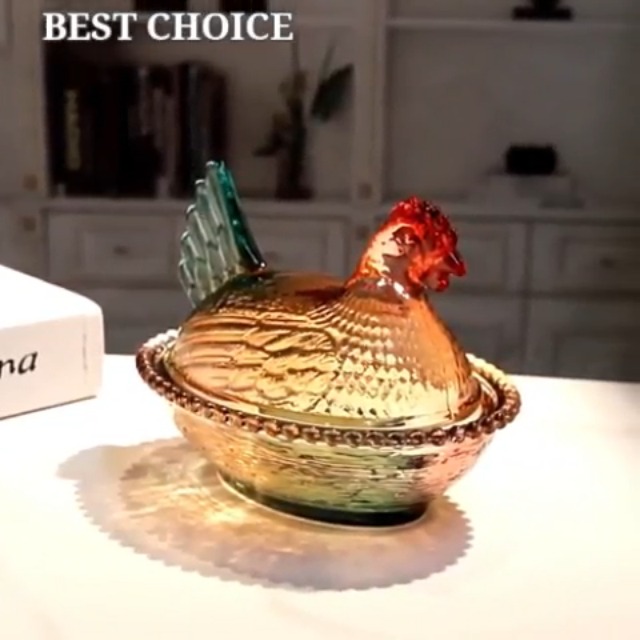Amazon.com: ccsxqy Vintage Glass Hen on Nest Dish with Lid - Large