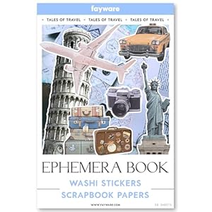 300+ Travel Stickers for Scrapbooking & 20 A5 Papers – Pre-Cut Washi Stickers for Journaling, Vintage Travel Scrapbooking Supplies, FAYWARE Junk Journals Stickers