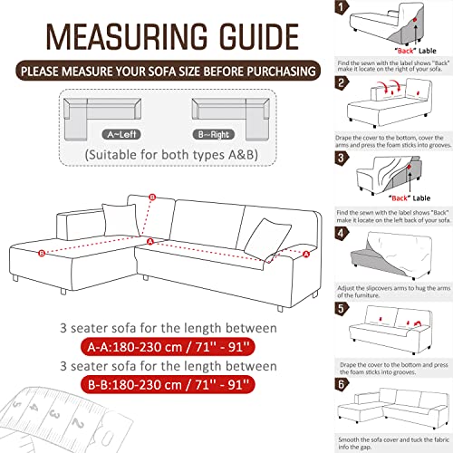Taococo Sectional Couch Covers 2Pcs L-Shaped Sofa Covers Softness Furniture Slipcovers With 2Pcs Pillowcases L-Type Polyester Fabric Stretch Couch Covers 3 Seater + 3 Seater (Seal Brown) #TOP2