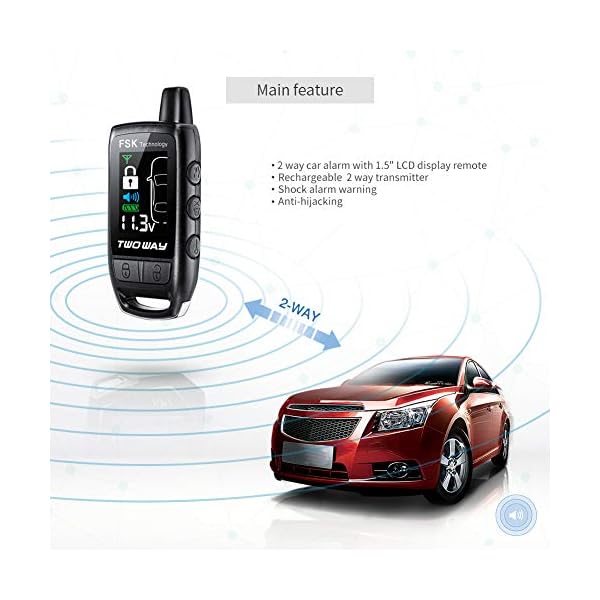EASYGUARD EC206-B 2 Way car Alarm System with Rechargeable LCD Pager Vibration Alarm Warning Remote Trunk Release keyless Entry 868Mhz DC12V - Image 4