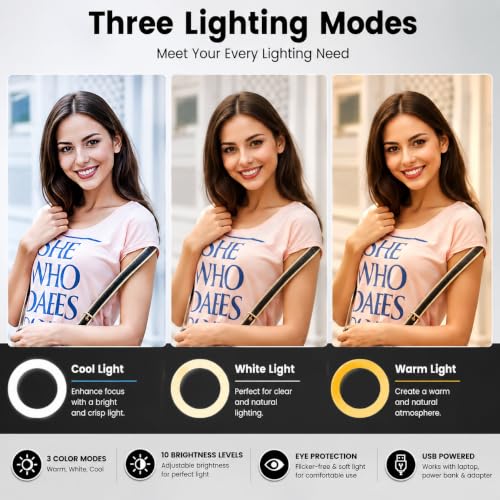 Image of Futopia Portable 6Inch (15cm) Selfie Phones LED Ring Light with Stand for Desk & 2 Phone Holders | 3 Color Modes | USB Used | Ideal for Photo & Video Shoots, Meetings & Live Streaming, Instagram Reels