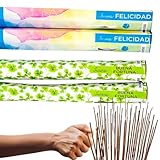 80 Inciensos Naturales Sin Tóxicos - Aromas Especiales para Fiestas y Eventos - Varillas de la India Larga Duración hasta 50 Minutos con Bolsa Anti-Humedad - Buena Fortuna + Felicidad