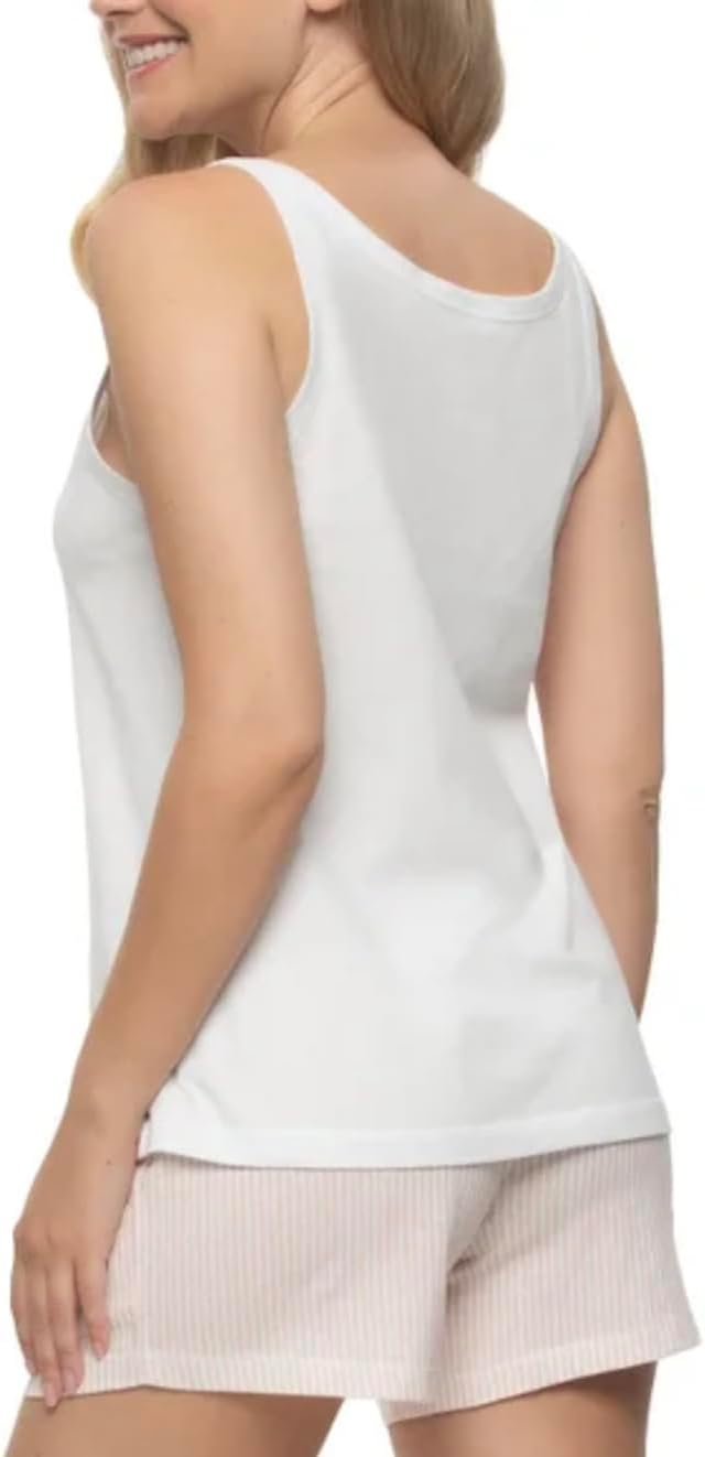 Felina Women's 4 Piece 100% Cotton Sleep Pajama Set, Tee, Tank, Short, and Capri Pant - Image 3