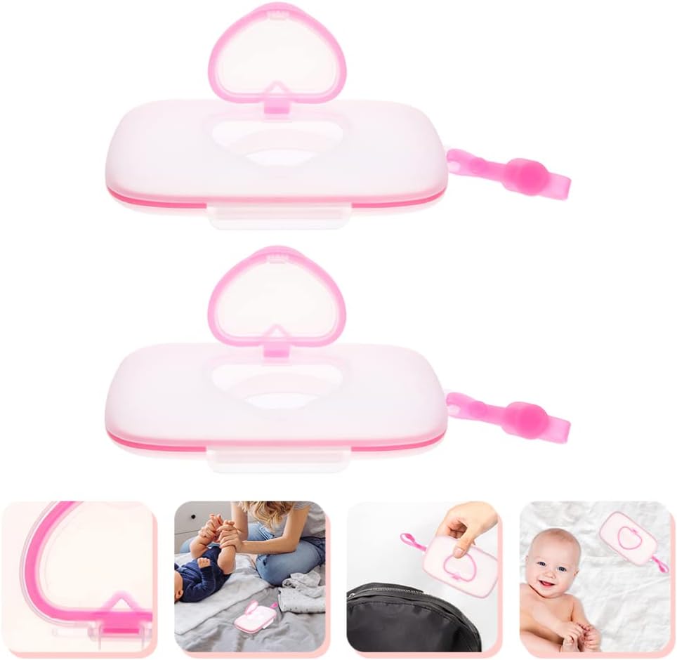 YIMINGYANG 2PCS Wet Wipe Container Portable Baby Wipe Dispenser Outdoor Refillable Wet Wipes Holder Diaper Wipe Case Storage Box for Travel Home Car Use (Color : Pink) : Baby