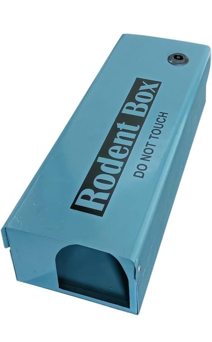 Rodent Box Bait Station, Lockable Metal Enclosure for Mice and Rat Control, Grey-image-19