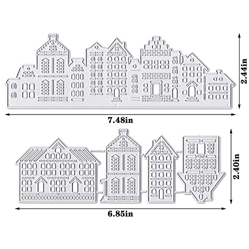Hying 2Pcs Street View Background Dies For Card Making, Apartment Buildings House Cutting Die For Scrapbooking Paper Crafting Decor Diy Photo Album Leather Metal Spring Die Cuts For Card Making #TOP1