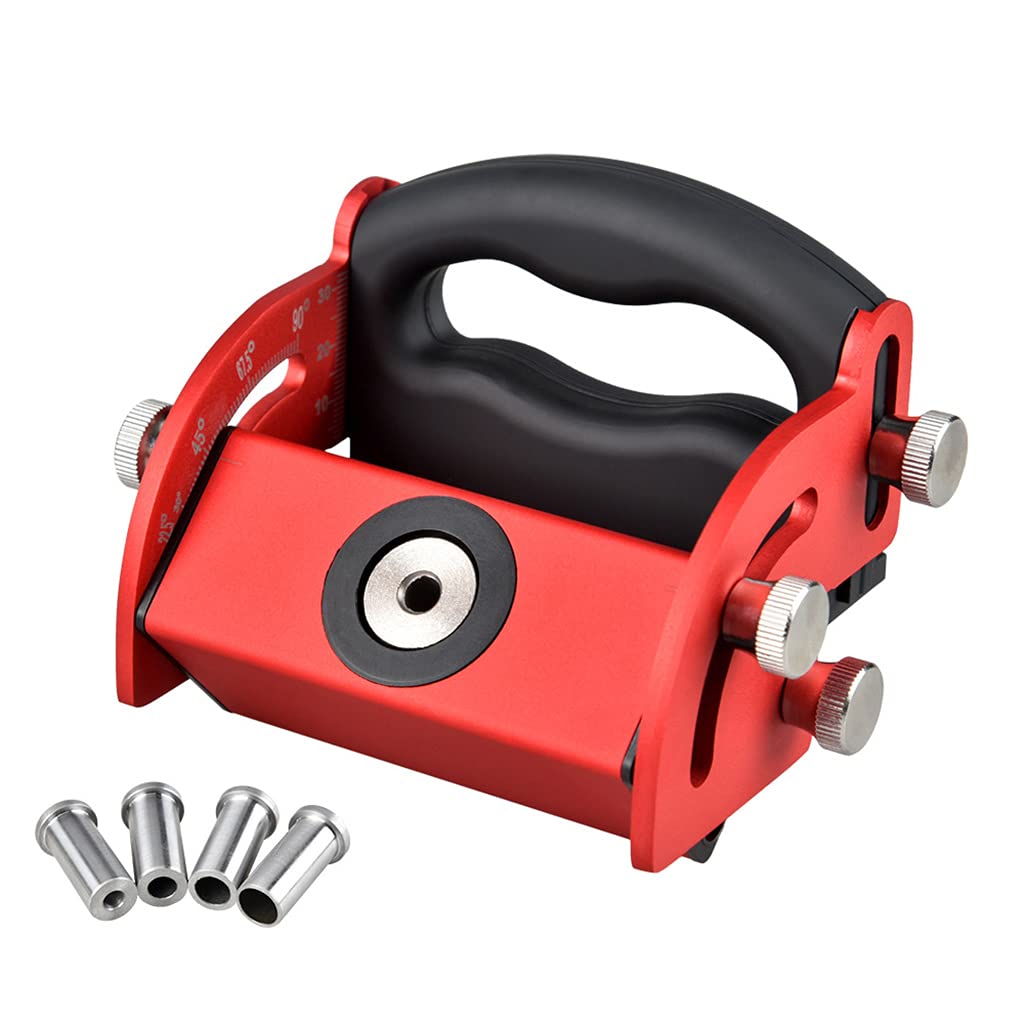 Buxuaaaa Red Drilling Guide Woodworking Tool Puncher Positioner Oblique Hole Locator 0°90° Adjustable M8 M10 For Carpentry