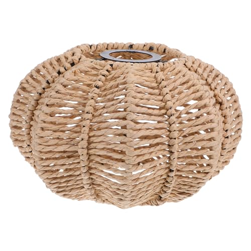Abat-Jour Vintage Corde Tissée E27 | Luminaire Suspendu Citrouille 23cm