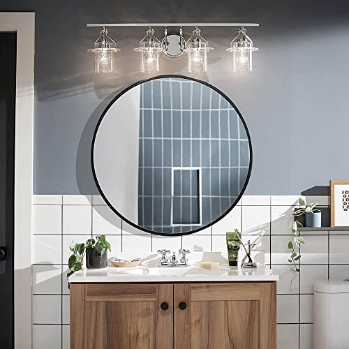 Image of Kichler Everett 24 Inch 4 Light Vanity Light with Clear Glass in Polished Nickel